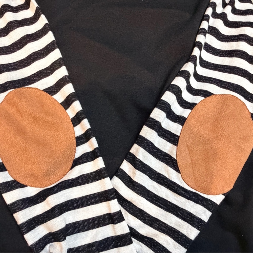 Chic Soul Black Raglan Top Women Striped Sleeve Tunic Long Sleeve Casual Tee XL - Picture 5 of 8